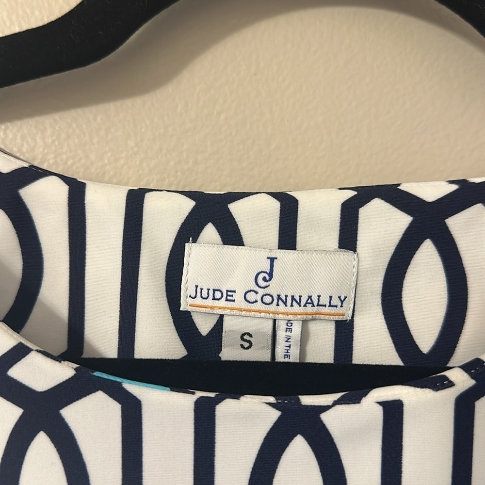 Jude Connally Beth Dress Navy & White Sheath Mini Dress Sz Small Resortwear - Picture 5 of 6